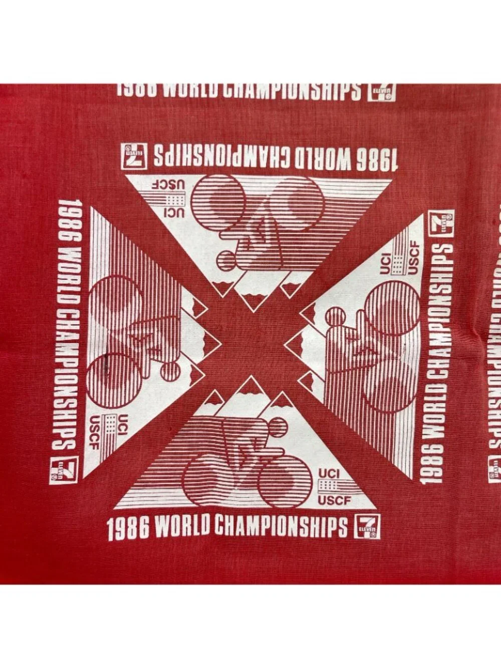 UCI USCF 1986 Vintage World Championship Vintage Bandana Handkerchief Red White